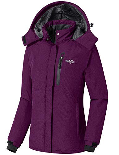 Wantdo Women's Waterproof Fleece Winter Parka Windproof Ski Jacket Purple, Large
