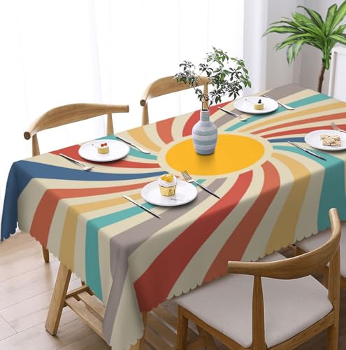 Tischdecke Abwaschbar Rechteckig 110x140cm, Solar Tischdecke Outdoor Solar Tischdecke Fleckschutz Pflegeleicht Wasserdicht Tischtuch f&uuml;r K&uuml;che, Esstisch, Couchtisch, Party, Garten