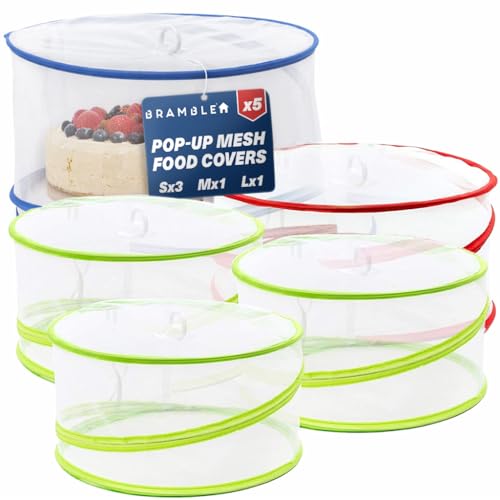 Bramble 5 Mesh Pop Up Food Covers Collapsible Net Domes Assorted Sizes