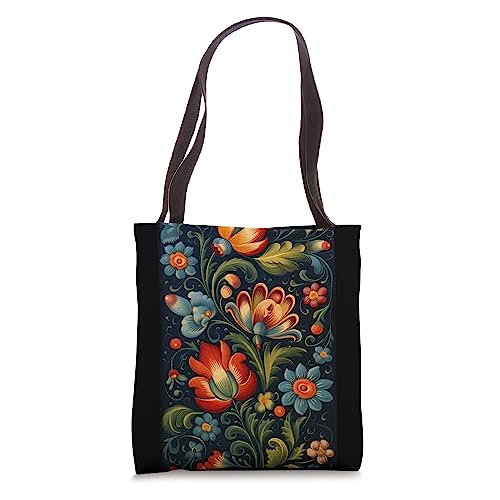 Bolso Tote de Arte Popular Noruego Rosemaling miniatura 1