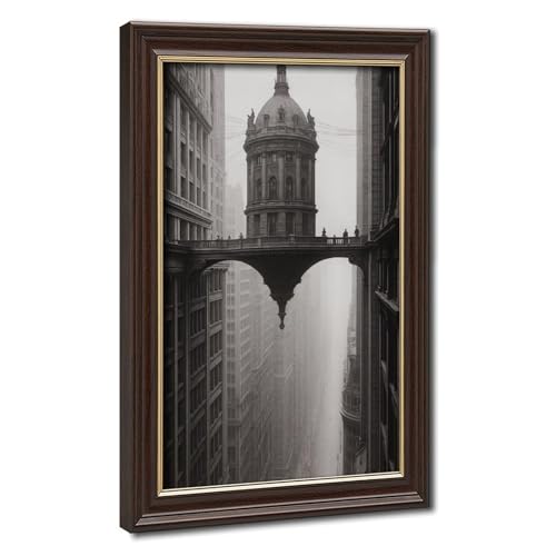 Paysage urbain rétro noir sur toile Skybridge Tower pour une chambre élégante