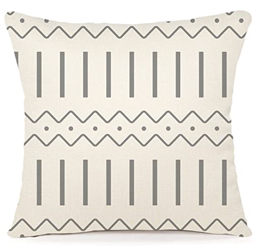 Ycoll Pillow Covers 18X18 Set Of 4, Modern Sofa Throw Pillow Cover, Decorative Outdoor Linen Fabric Pillow Case For Couch Bed Car 45X45Cm (Gray, 18X18,Set Of 4) #TOP3