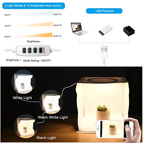 Light Box Photography, nezababy 9x9 Photo Light Box 72 LED Dimmable Lights Portable Folding Studio Light Box with 6 Colors EVA Backdrops Photography Light Box