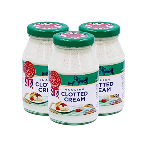 Food-United CLOTTED CREAM 3x 170g englischer Streich-Rahm-Creme im Glass von Coombe-Castle passt zu Cones Apple-Pie-Kuchen Pancakes-Pfannkuchen & Desserts