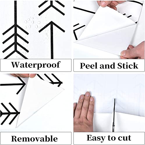 Wenmer Arrow Wallpaper 17.7" X 394" Black White Contact Paper Herringbone Wallpaper Modern Stripe Peel And Stick Wallpaper Waterproof Contact Paper For Cabinet Wall Shelf Liner #TOP4
