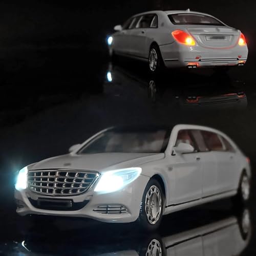 Image of Merceedes Maybach s650 Model Car with Box, Zinc Alloy Pull Back Toy car with Sound and Light for Kids Boy Girl Gift [Colors as Per Stock]