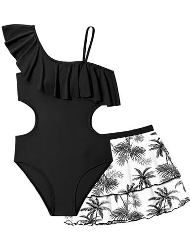 Consejos para Comprar Talla 14 del mes. 45 Doumlop - Traje de baño de una pieza para niñas, talla 14-16, falda de malla, traje de baño tropical, talla 14-16, traje de baño negro para adolescentes, traje de baño de...