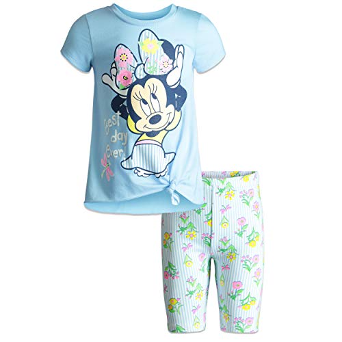 Disney Minnie Mouse Baby Infant Girls' High-Low T-Shirt & Bike Shorts Set (Fairy Blue, 12 Months)