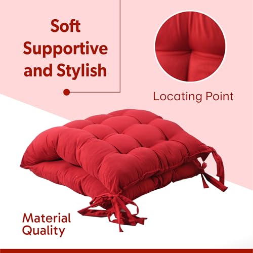 Image of Kuber Industries 18x36 Inch Microfiber Comfy Long Rocking Chair Pad /Floor Cushion with Ties | Comfortable Sitting Large Pillows Seating for Adults | Maroon