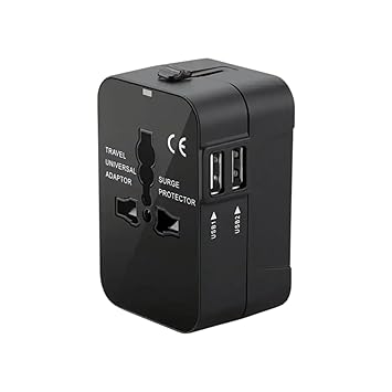 Magnyte PowerSync Prime | 3-in-1 Universal Travel Adapter | Worldwide Compatibility | 2 USB Type-A Ports | Fast Charging | 100-250V | (Black)