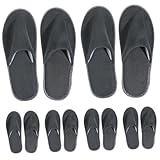VICASKY 6 Paare Graue Fleece Hausschuhe Atmungsaktive Rutschfeste Einweg Gästepantoffeln für Hotel...