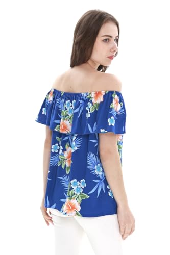 Image of Matchable Family Hawaiian Luau Men Women Girl Boy Clothes in Hibiscus Blue