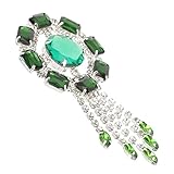 TEMPNAP ファッションブローチ 宝付きガラス水晶流蘇モチーフ お祝い用ラペルピン ジャケット装飾 レディース礼装アクセサリー