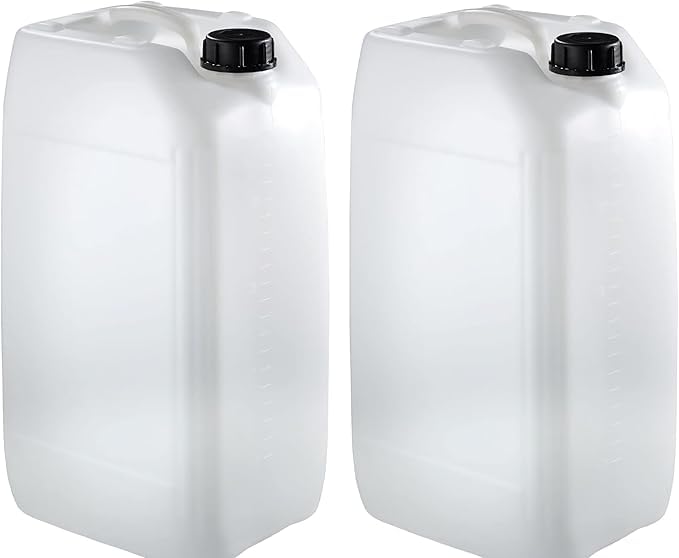 2 x 25L Water Container Heavy Duty Stackable Jerry Can | Food Grade | Camping Emergency Industrial