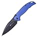 Scylla F79-24: 3.4" D2 Drop Point Black Stonewash Folding Blade, Liner Lock, Blue G10 Handle, Black Alu Spacer, Ball Bearings