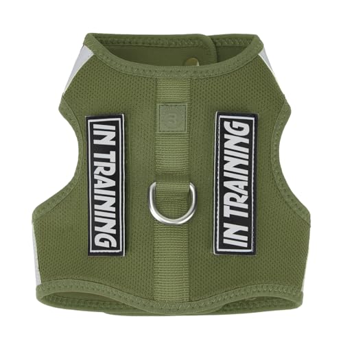 Sunraymascota Harnais pour Chiot de Petite Taille réglable, Doux et Respirant avec Bandes réfléchissantes + 2 Patchs (Vert Brouillard, Taille XS)