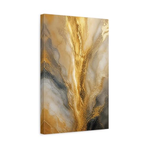 Tableau abstrait or et gris : Habiller un mur vide au salon