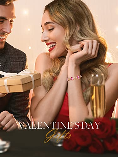 Cde Heart Bracelets For Girls Rose Gold Plated Birthstone Link Bracelets Embellished With Pink Crystals From Austria Birthday/Mothers Day Gifts For Womens #TOP2