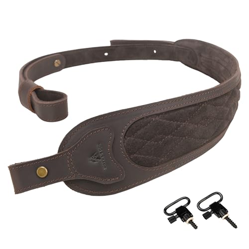 OXPANG Leather Rifle Strap with Swivels, Gun Sling for Outdoor Hunting Shooting (with Swivels)