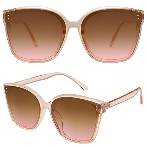 SOJOS Retro Oversized Cat Eye Sunglasses for Women Vintage Shades Big Frame Flat Lens UV400 SJ2177 with Transparent Pink SOJOS Retro Oversized Cat Eye Sunglasses for Women Vintage Shades Big Frame Flat Lens UV400 SJ2177 with Transparent Pink