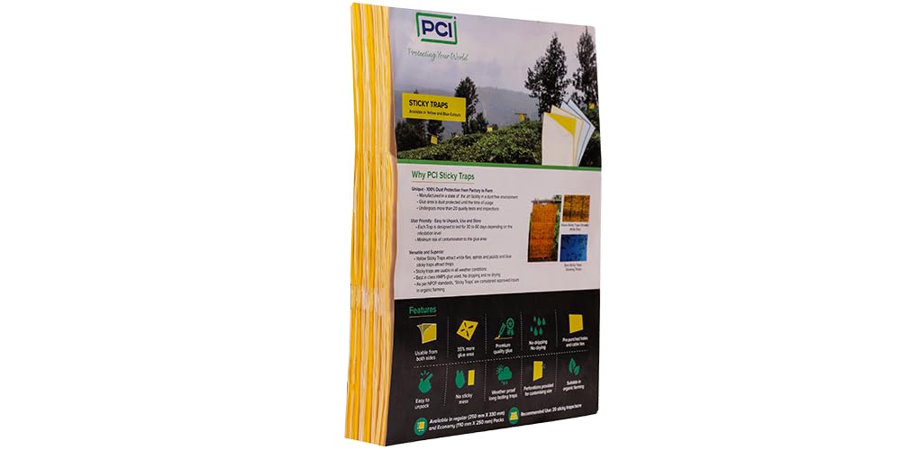 PCI -Yellow Sticky Traps (25cmX33cm) for Insect in Garden & Farm,Glue Trap/Fly Trap/Insect Catcher/Sticky Pads for Insects- White Flies,Thrips,Small Insects on Plant (20 Traps)-image-45