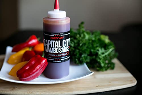 Capital City Mambo Sauce - Sweet Hot Recipe | Washington Dc Wing Sauces | Perfect Condiment Topping For Wings, Chicken, Pork, Beef, Seafood, Burgers, Rice Or Noodles | 12 Oz Bottles (2 Pack) #TOP2