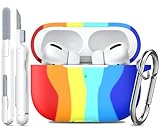 R-fun for AirPods Pro 2nd/1st Generation Case with Cleaner Kit,Soft Silicone Protective Case Cover for Apple AirPod Pro 2/1 for Women Men,AirPods Pro Case Accessories with Keychain,Rainbow