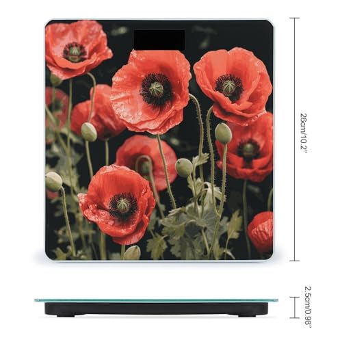 Báscula digital de baño con diseño flores y vidrio templado miniatura 2