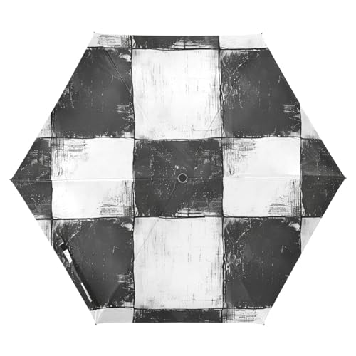 EtherSpher Black and White Check Pattern Umbrella for kids 39 Inch Automatic Open Close auto open close umbrellas for rain windproof for Good for Car, Golf, and On-the-Go Outdoor Defence Accessories