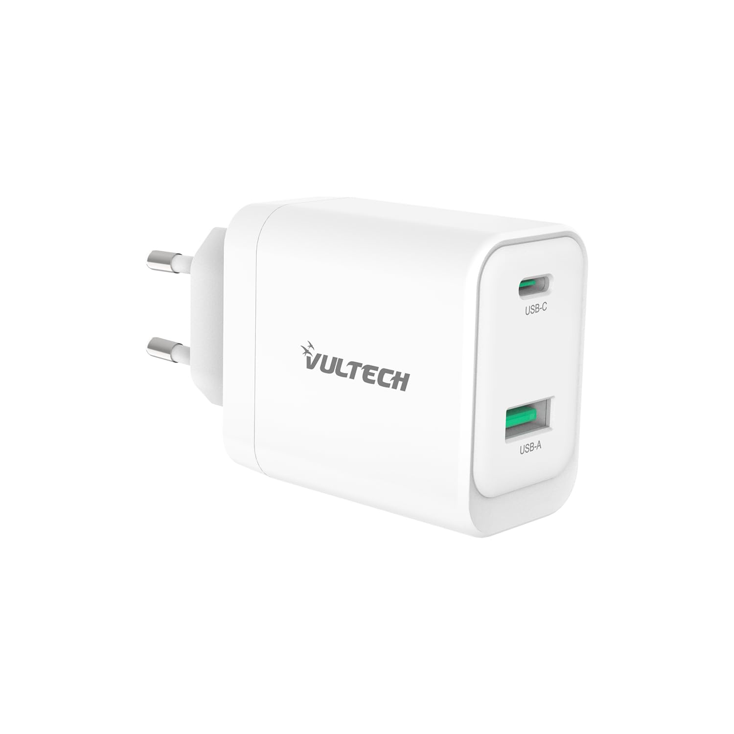 VulTech CC45-1C1A - uniwersalna ładowarka 45 W GaN USB + Type-C/USB-C PD3.0 QC3.0 PPS, kompatybilna ze smartfonami, tabletami i notebookami - biała, kompaktowa