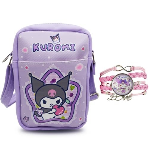 Image of Cute Kumi Crossbody Bag with Adjustable Shoulder Strap and Bracelet Charm, Kawaii Handbag with Zipper, Kumi Wallet Purse Shoulder Bag Coin Pouch Accessories for Women Girls
