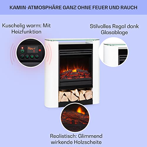 Klarstein Elektrokamin, Elektro Heizungen für Wohnzimmer & Innenräume, Elektrischer Kamin mit LED Flammen, Sparsamer Elektroofen, Heizlüfter mit Timer, Einstellbarer Thermostat, Heizung 1800 W