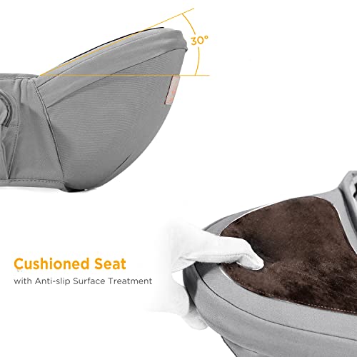 GAGAKU Baby Hüftsitz Leichte Taille Hocker 4 Tragepositionen für Kinder 0-36 Monate Neugeborenes - Grau – Ansicht 4