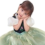 [coto select] プリンセスドレス 国内検品 雪 グッズ ディズニー ドレス ディズニープリンセス プリンセス ハロウィン 仮装 バースデー プレゼント 孫 誕生日 2歳 3歳 4歳 5歳 (グリーン&ホワイト, 100) [並行輸入品]