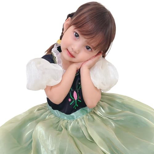 [coto select] プリンセスドレス 国内検品 雪 グッズ ディズニー ドレス ディズニープリンセス プリンセス ハロウィン 仮装 バースデー プレゼント 孫 誕生日 2歳 3歳 4歳 5歳 (グリーン&ホワイト, 130) [並行輸入品]のサムネイル