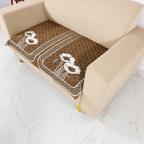 Image of Homerz Premium Chenille Fabric Sofa Cover | Soft, Durable & Dustproof | Decorative Couch Cover (Florida Chocolate, 2 Seater, Only Seat Cover)