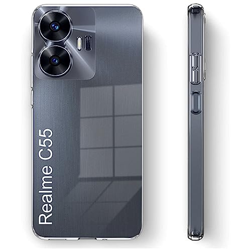 Image of Fashionury Soft Crystal Clear Back Case Cover for Realme C55 | Shockproof Design | Camera Protection Bump | Clear Back | Case Cover for Realme C55 Transparent