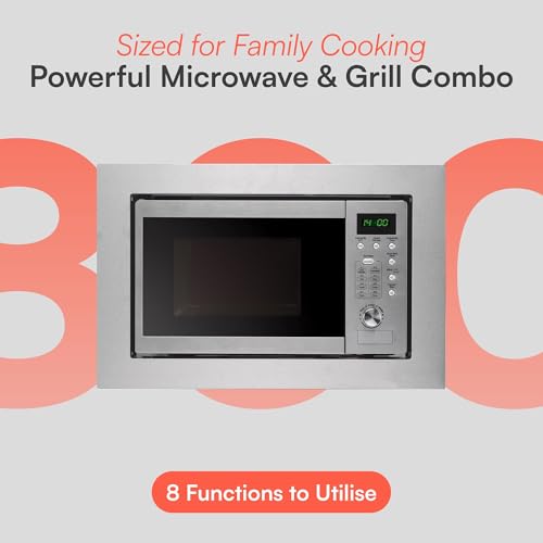 Cookology BIM20LWG Integrated Microwave and Grill in Silver - Compact 20 Litre Capacity - 1000W Grill & 800W Built-in Microwave - 59.5cm Width - 8 Menu Options - Image 6