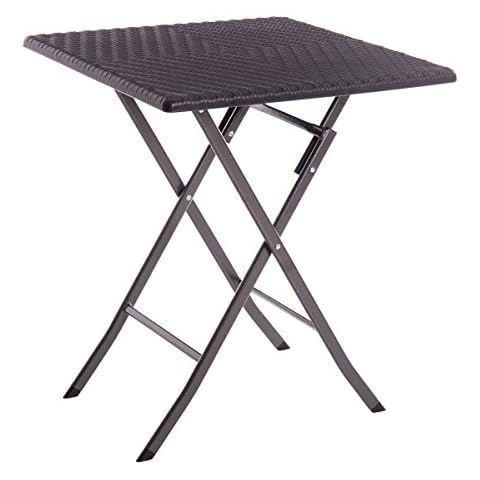 LOLAhome Mesa de jardín Plegable Negra de Acero Moderna Garden Cover
