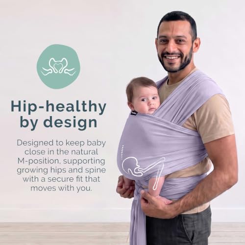 Image of Boba Baby Wrap Carrier Purple Mesh | Lightweight Baby Sling Carrier for Newborn (7-35 lbs), Summer Baby Wrap for Active Parents