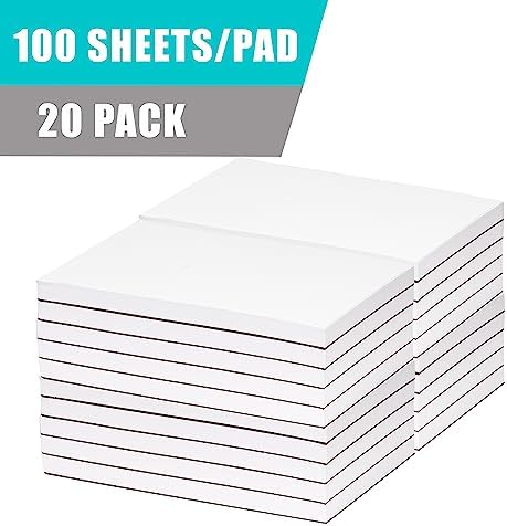 Miniatura 2 de FMP Brands Paquete de 20 blocs de notas de 4 x 6, 100 hojas por bloc de notas, bloc de notas en blanco, bloc de notas blanco para servidor de