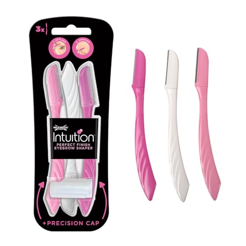 WILKINSON SWORD – Intuition Augenbrauenformer für Frauen | Gesichtshaarentferner und -trimmer | Peeling-Dermaplaning-Tool | Packung mit 3 Einwegrasierern