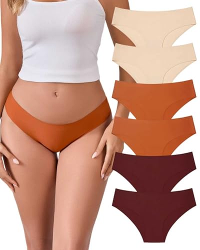 Image of OJCNBV Seamless Underwear for Women No Show Panties Invisibles Briefs Soft Stretch Bikini Underwears 6 Pack