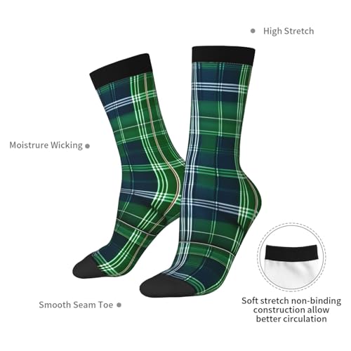 Yyoretp Adult Blue Scottish Tartan Print Colorful mid length socks with man and woman for Everyday Wear,Casual,sports