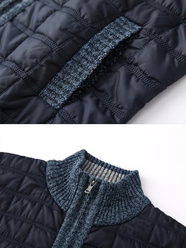 Image of VtuAOL Men's Cardigan Sweaters Casual Full Zip Sweaters Knitted Cardigan with Pockets