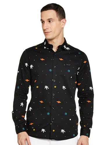 Image of The Indian Garage Co Men Slim Fit Abstract Printed Full Sleeves Spread Collar Casual Shirt