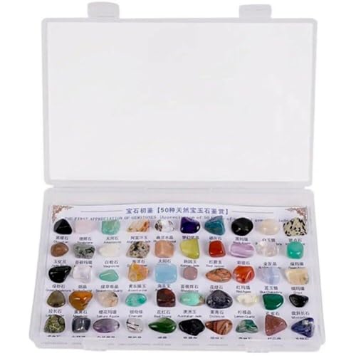 Lipfer - 50pcs/Box Crystal Specimen Collection, and Mineral Collection Set,Gemstones Collectible Samples, Natural Stone Gift Box for Home Decoration - -15%