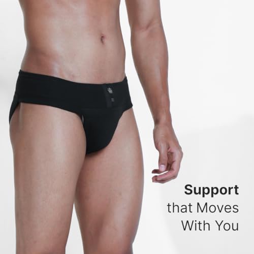 Image of CULT Gym Supporter for Men Sports Underwear for Men for Workout in Gym Stretchable Cotton, Quick Dry, Moisture Wicking Supporter for Cricket, Gym, Running Black