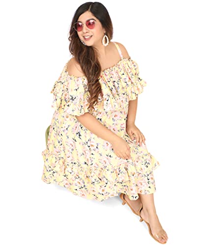 Image of OOMPH! Women's Western & Fusion wear Crepe Pleated Knee Length Dress - Green