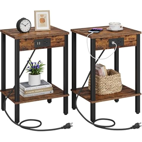 VIMBER End Table with Charging Station Cover